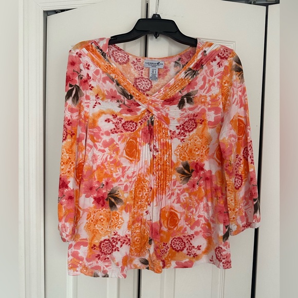 Caribbean Joe Tops - Colorful 3/4 sleeve top